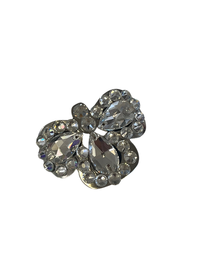 Irish Hard Shoe Buckles - Clover - Clear diamonte