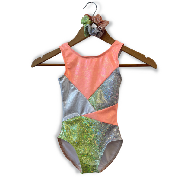 d:d Collection Braid Gymnastics Leotard - Shattered Sorbet