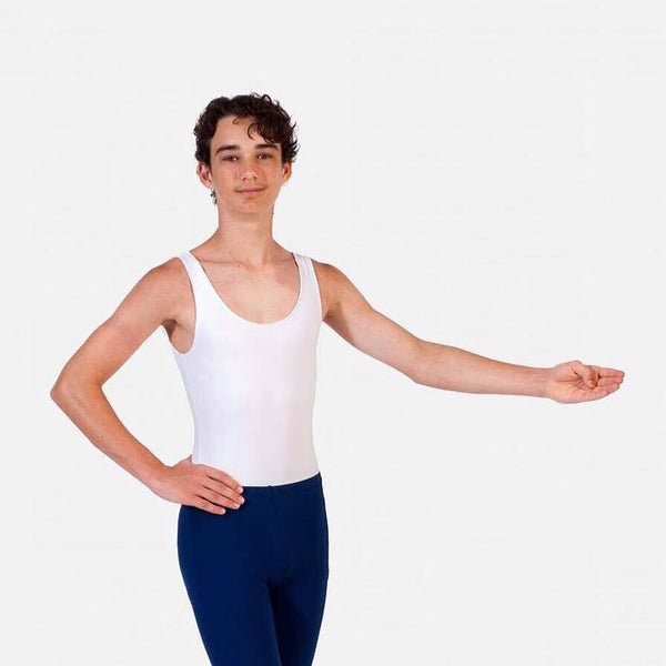 PW Dancewear Boys/Men's Sleeveless Leotard - White