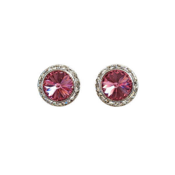 CLIP-ON Crystal Stud Performance Earrings - Hot Pink