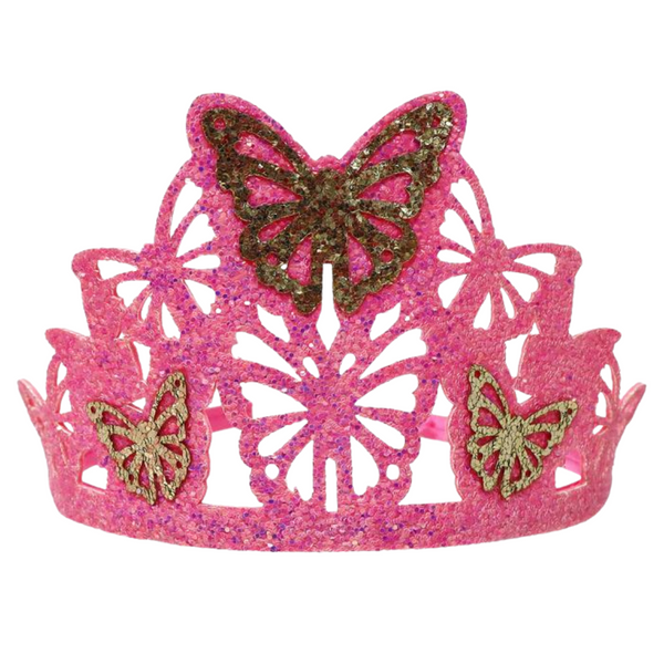 Pink Poppy Vibrant Vacation Butterfly Soft Glitter Crown