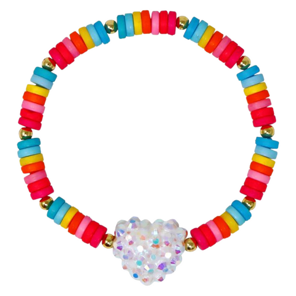 Pink Poppy Rainbow Jeweled Heart Bracelet