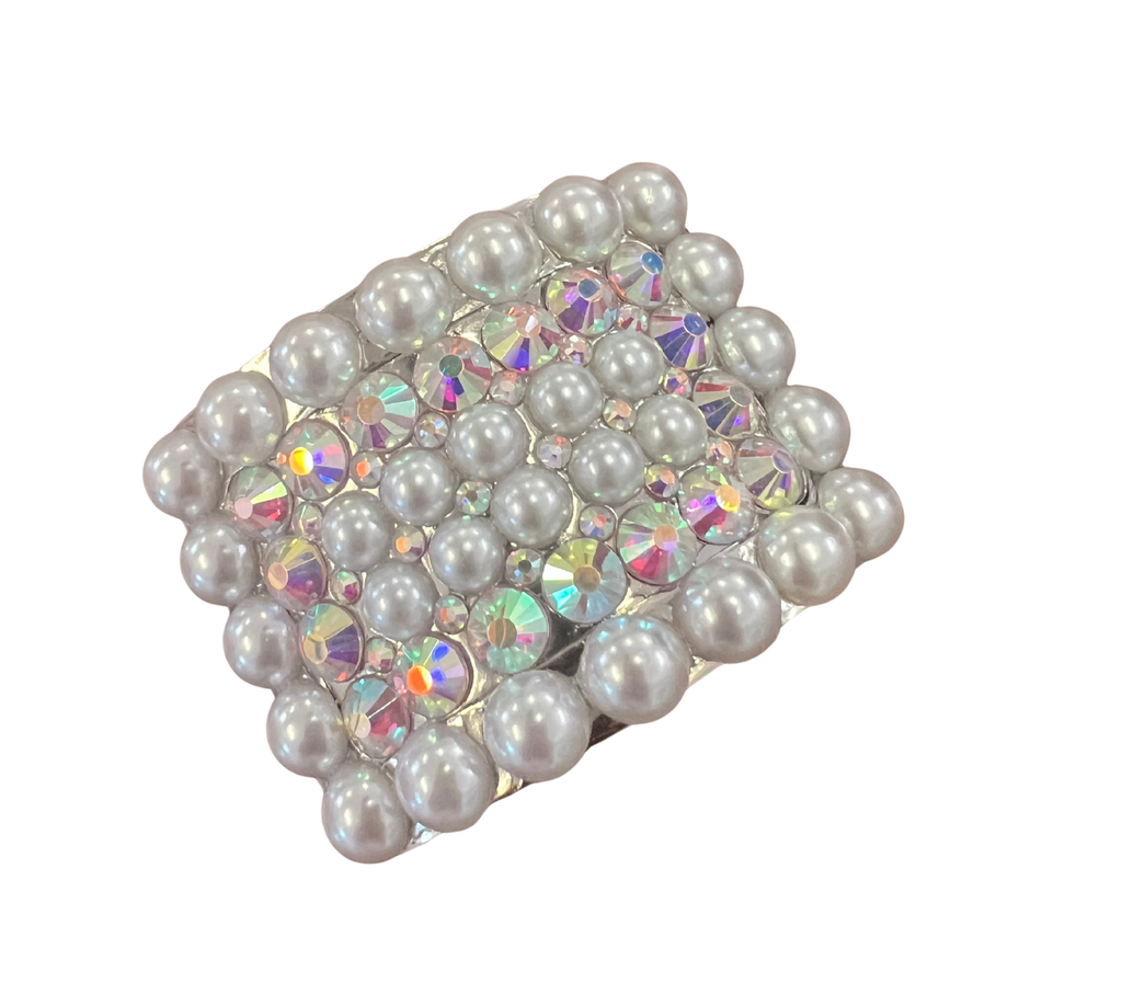 Irsih Hard Shoe Buckle - Grace - Pearl and AB Diamante