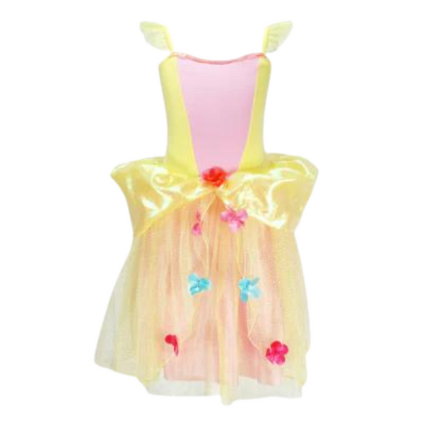 Pink Poppy Flower Fairy Yellow Dress