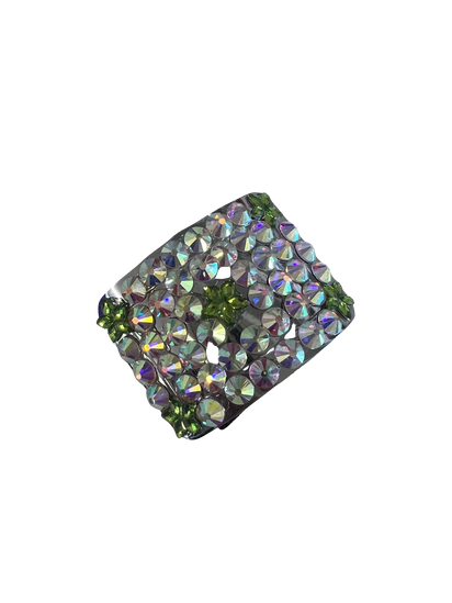 Classic Deluxe Buckle - AB Rhinestones with Peridot Flowers
