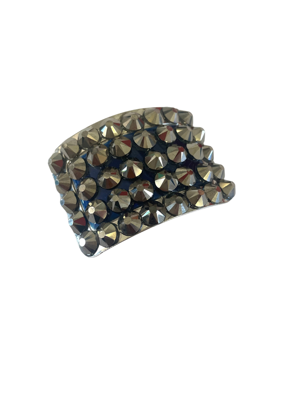 Irish Hard Shoe Buckles - Classic Deluxe - Grey Rhinestone with Blue Setting