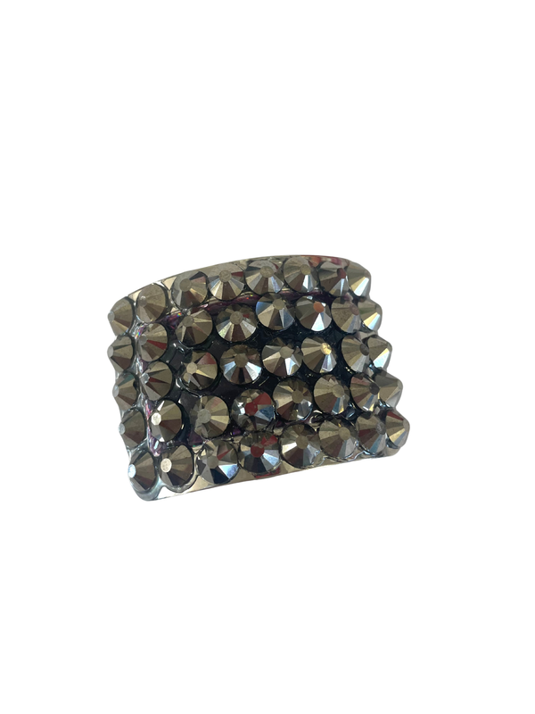 Irish Hard Shoe Buckles - Classic Deluxe - Grey Rhinestone with Burgandy Setting