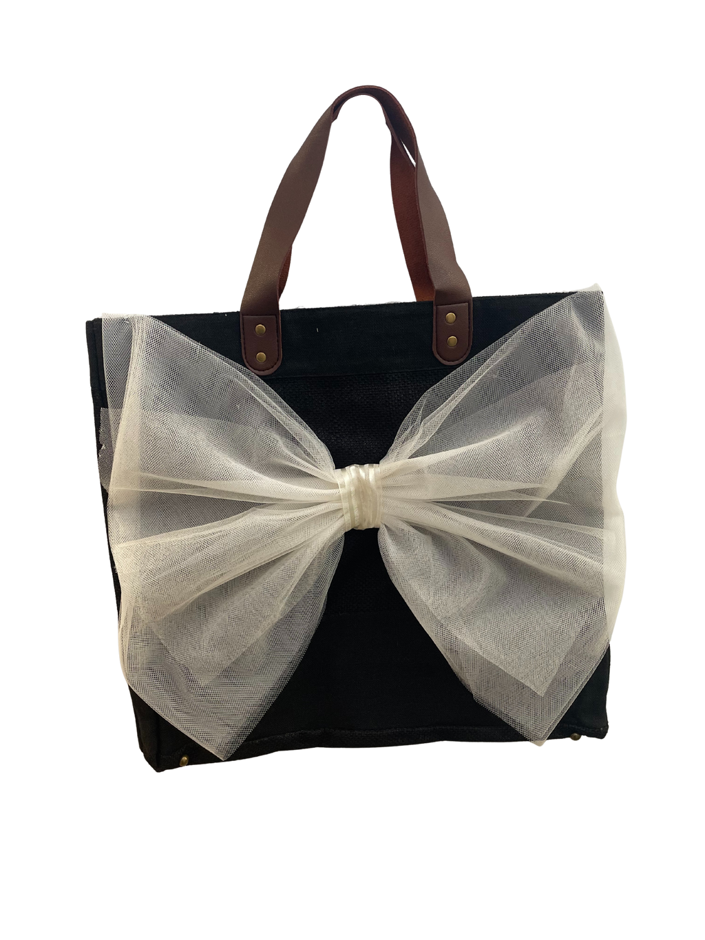 White Tulle Bow Tote Bag