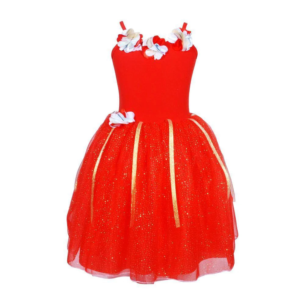 Pink Poppy Festive Fairy Petal Dress - Red - Child 3-4yrs