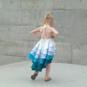 Pure Cute Flamenco Dress in Aqua Ombre