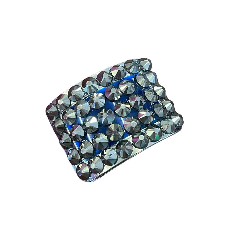 Irish Hard Shoe Buckles - Classic Deluxe - AB Rhinestone with Royal Blue Setting