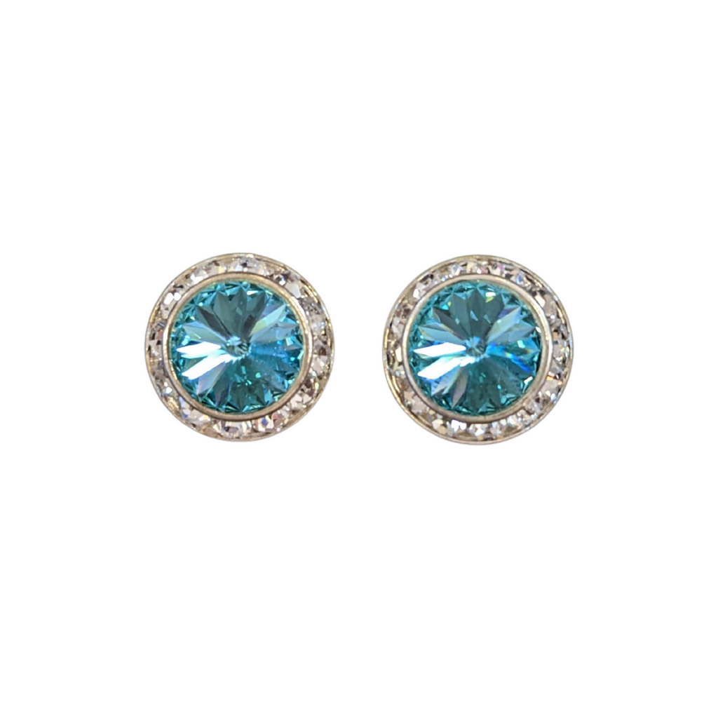 Crystal Stud Performance Earrings - Light Sapphire