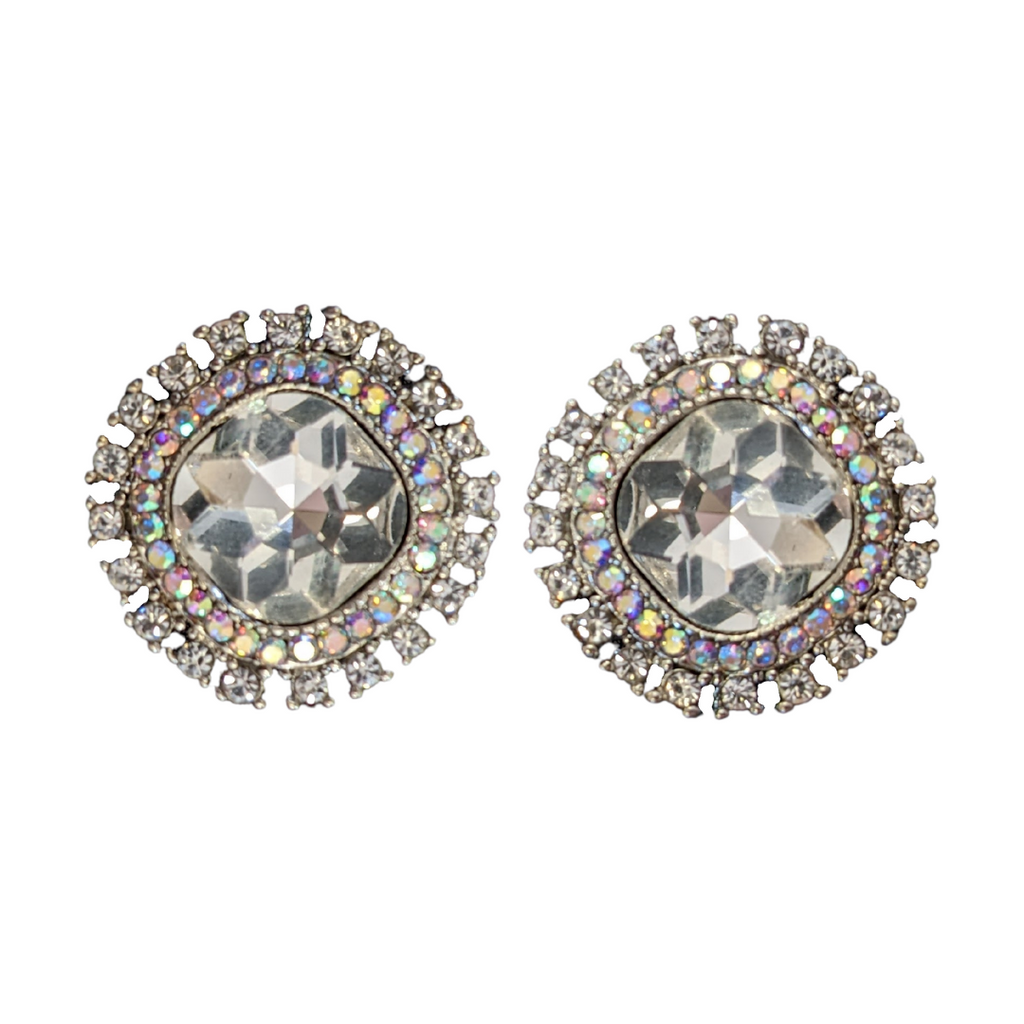Extra Large Crystal Clip On Earrings