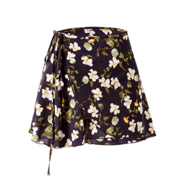 Navy Floral Ballet Wrap Skirt - One Size