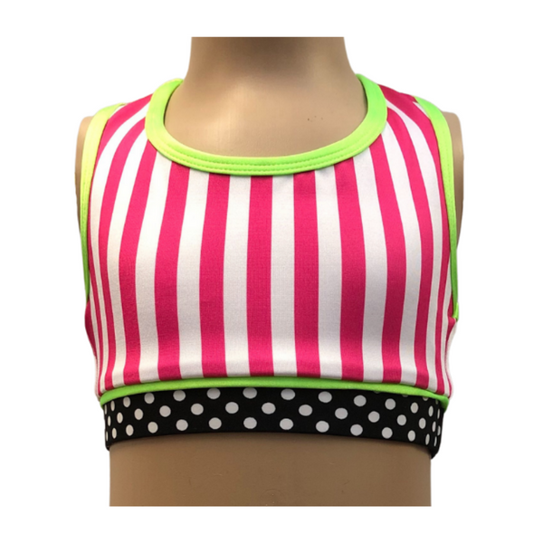 Identity Costuming Crop Top - Candy Stripe | Lime Green - Child 8 ONLY