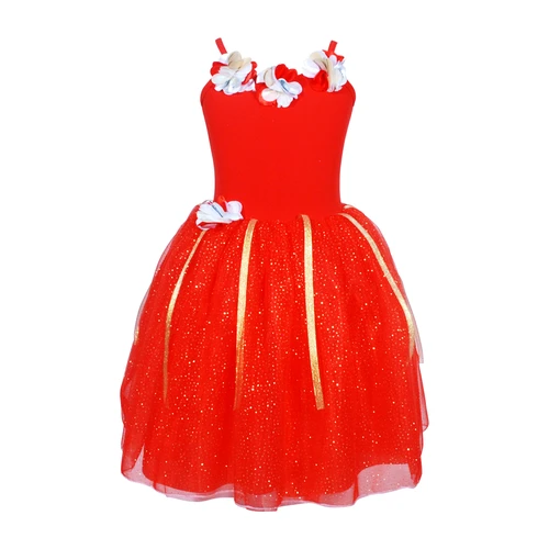 Pink Poppy Festive Fairy Petal Dress - Red - Child 5-6yrs