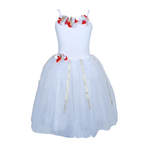 Pink Poppy Festive Fairy Petal Dress - White - Child 3-4yrs
