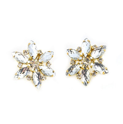 Irish Earrings - Flower - Crystal Clear Diamante