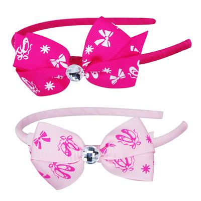 Pink Poppy - Ballet Print Ribbon Bow Headband