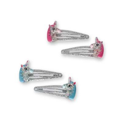 Pink Poppy Glitter Unicorn Hairclips