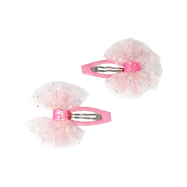 Pink Poppy Moonlight Ballet Bow Hair Clips