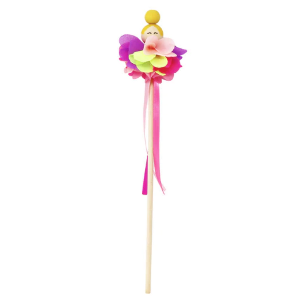 Pink Poppy Wooden Bead Pixie Flower Wand - 2 colours