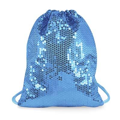 Pink Poppy Sequin Drawstring Bag - Mermaid Blue