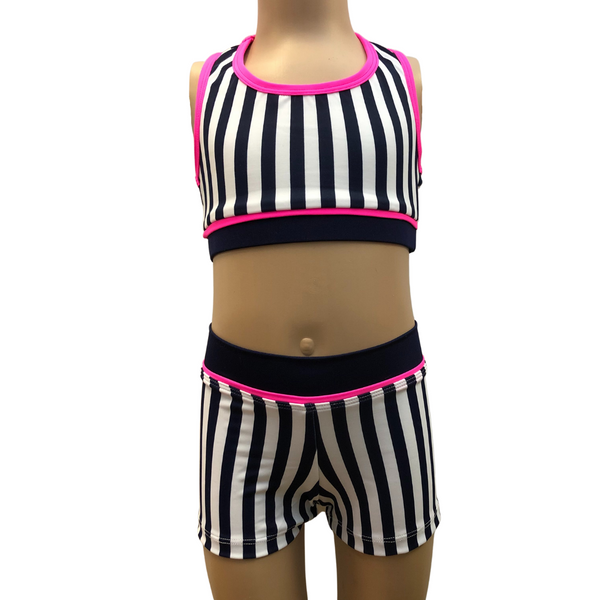 Identity Costuming Gym Set - Navy Stripe | Hot Pink*
